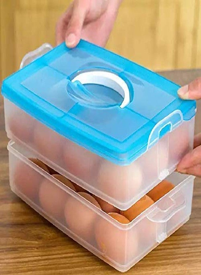 SPHP Egg Box 24 Grid Egg Storage Basket for Fridge Double layer plastic egg storage box 2 Layer 24 Grids Egg Storage Tray Box (24) - Image 3